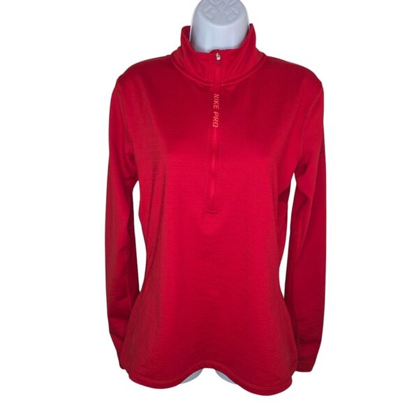 Nike Pro Hyperwarm Nwot Red Half Zip Training Pull Over Jacket Size Large - Picture 1 of 7